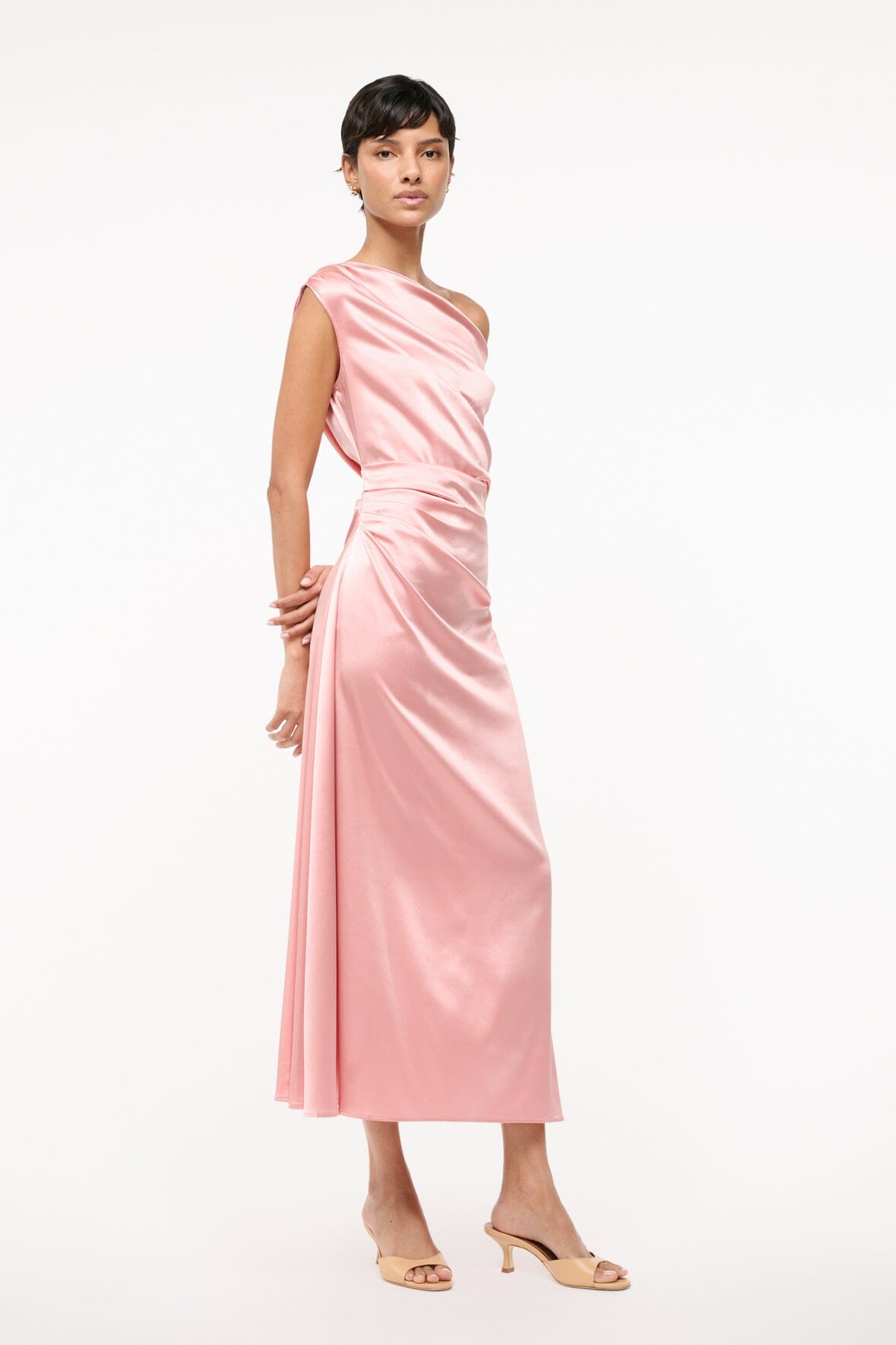 STAUD Sale Phare Silk Dress Rose