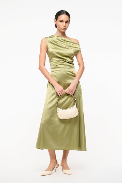 STAUD Sale Phare Silk Dress Moss
