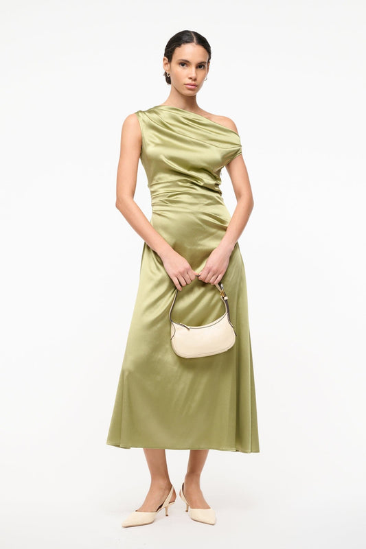 STAUD Sale Phare Silk Dress Moss