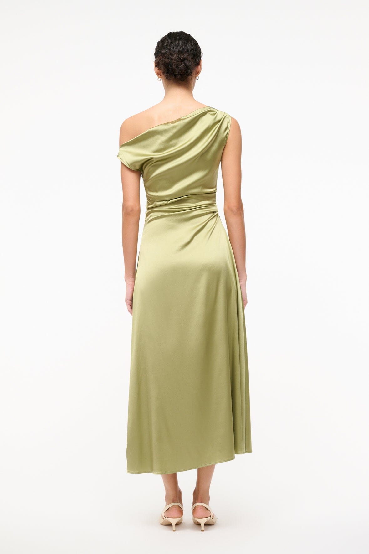 STAUD Sale Phare Silk Dress Moss