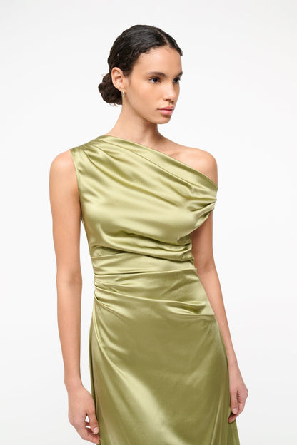 STAUD Sale Phare Silk Dress Moss