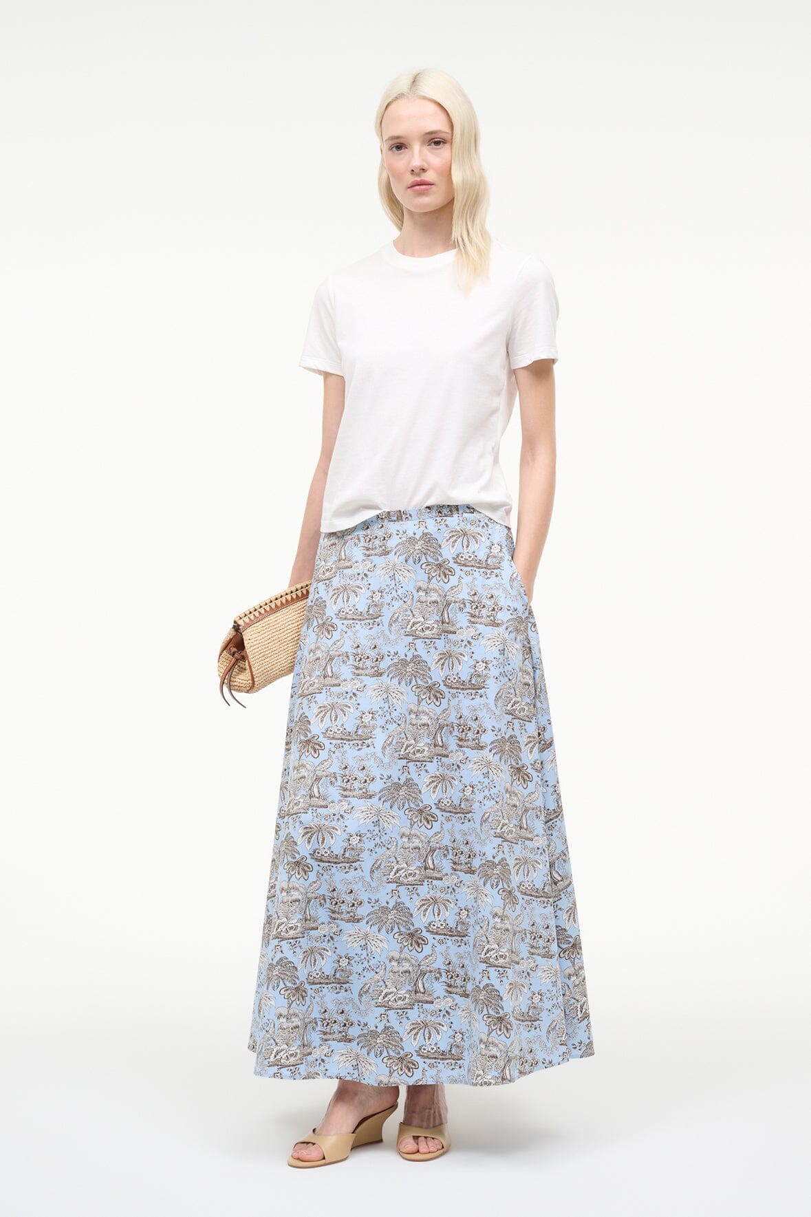 STAUD Sale Axel Skirt Sky Toile