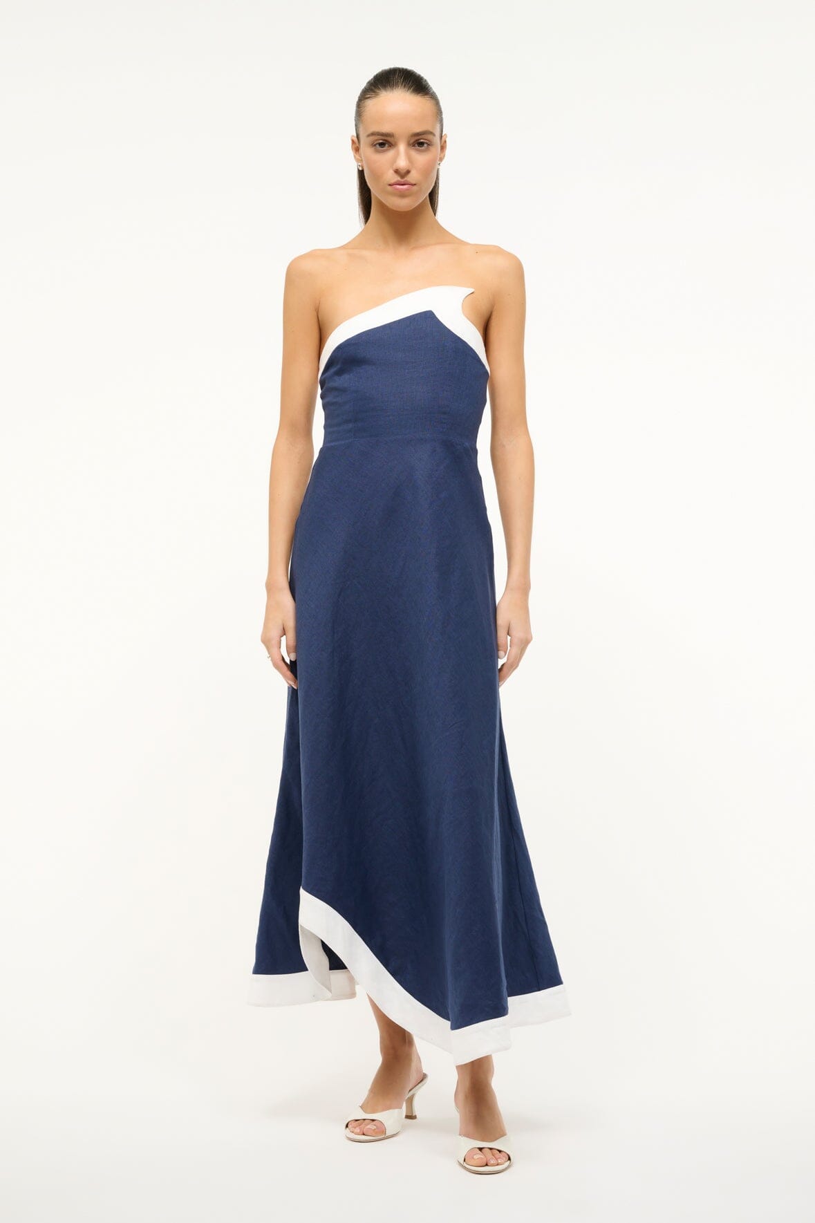 STAUD Sale Sirani Dress Navy White