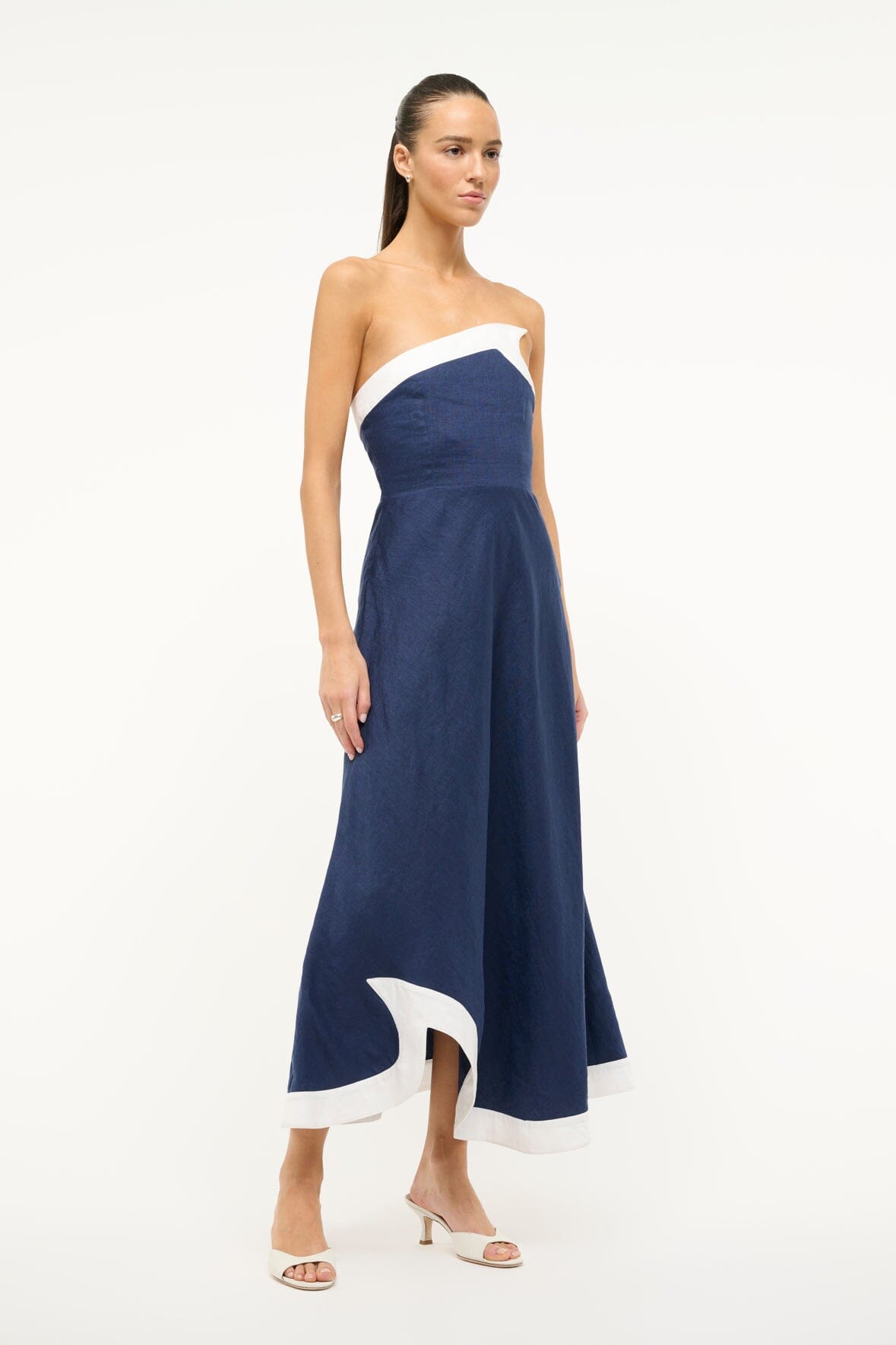 STAUD Sale Sirani Dress Navy White