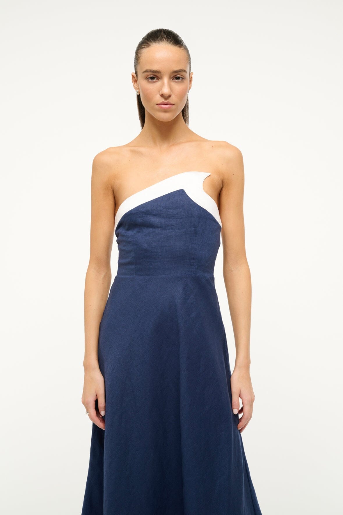 STAUD Sale Sirani Dress Navy White
