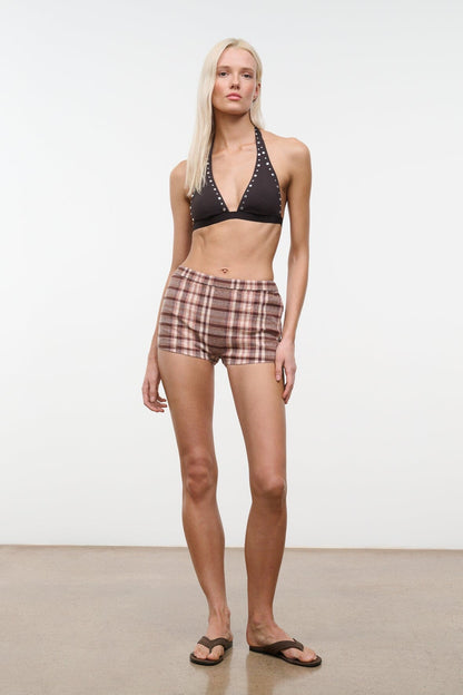 STAUD Sale Nilo Short Tuscany Plaid