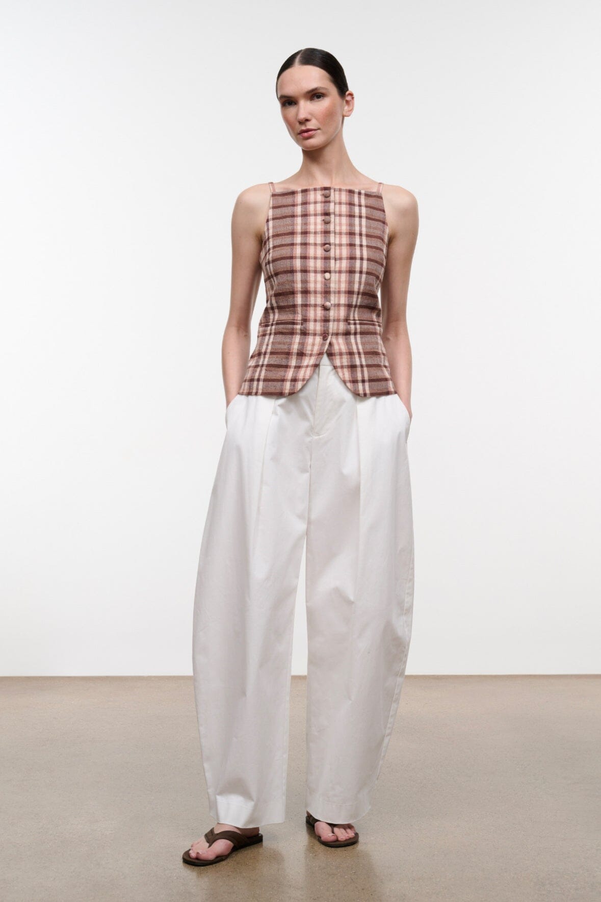 STAUD Sale Una Top Tuscany Plaid
