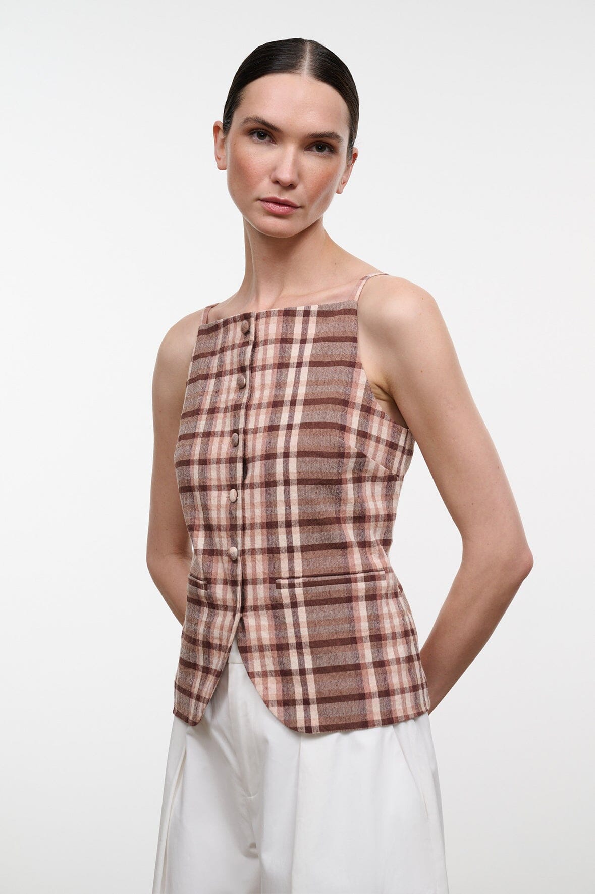 STAUD Sale Una Top Tuscany Plaid