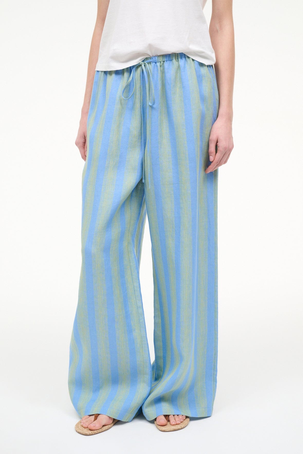 STAUD Sale Mateo Linen Pant Seaport Stripe