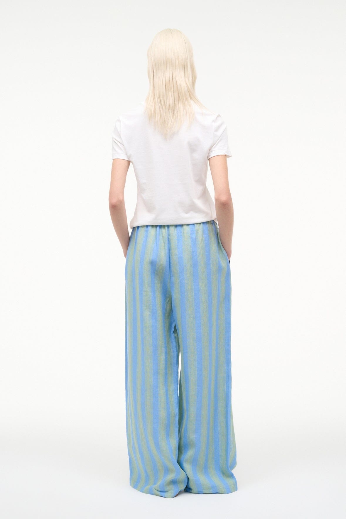 STAUD Sale Mateo Linen Pant Seaport Stripe