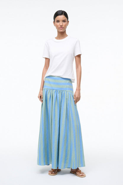STAUD Sale Procida Linen Skirt Seaport Stripe