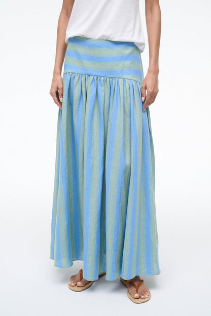 STAUD Sale Procida Linen Skirt Seaport Stripe