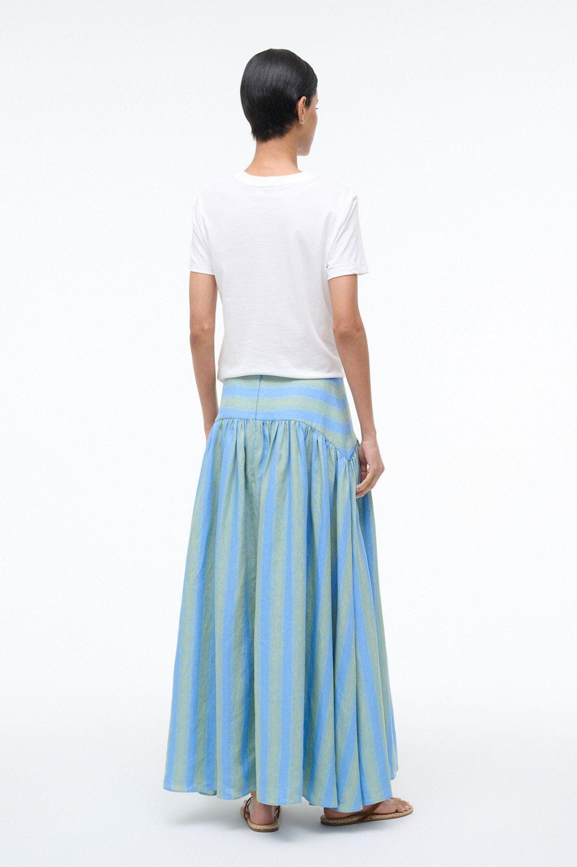 STAUD Sale Procida Linen Skirt Seaport Stripe