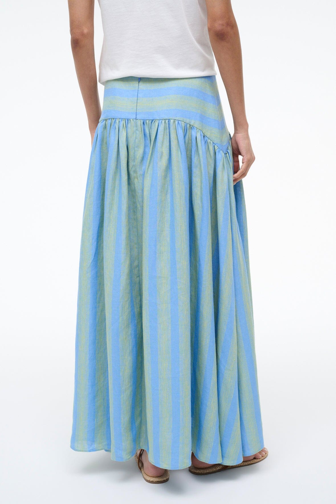 STAUD Sale Procida Linen Skirt Seaport Stripe