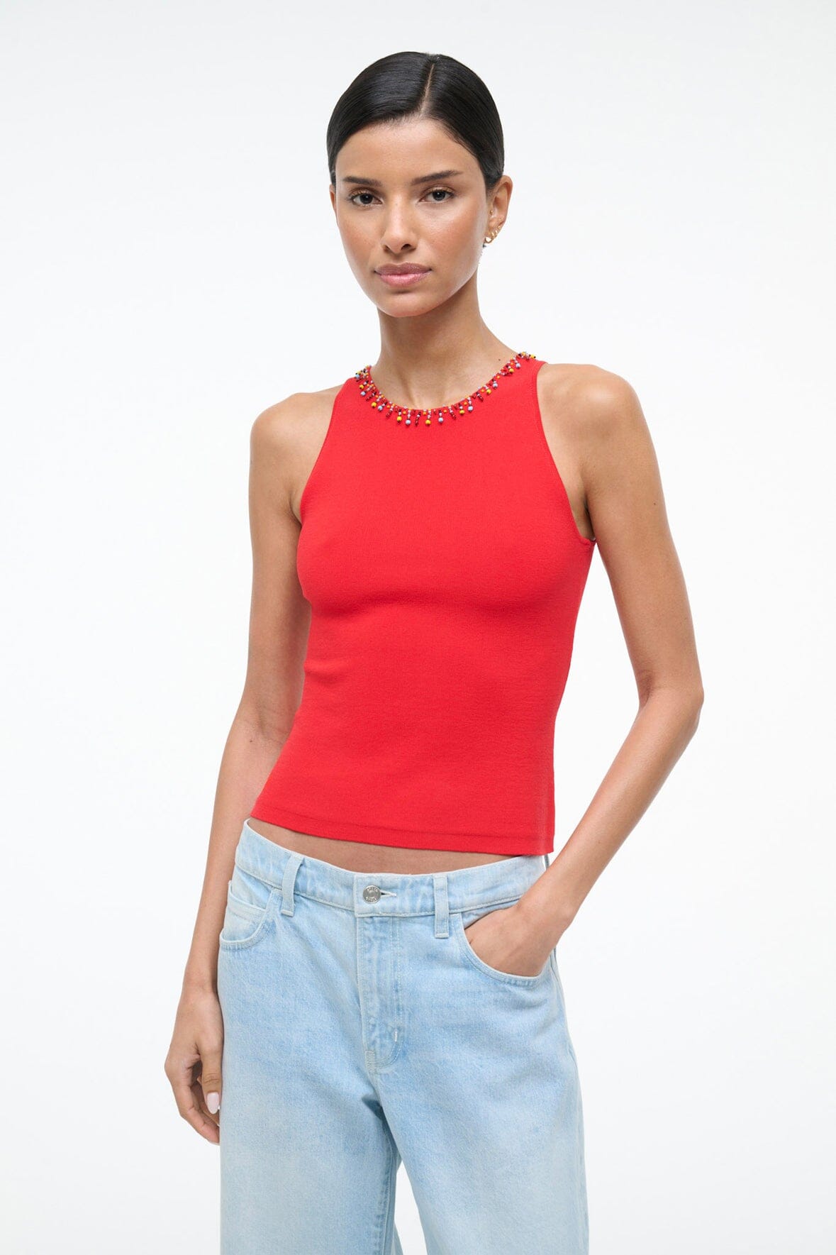 STAUD Sale Reina Top Red Rose