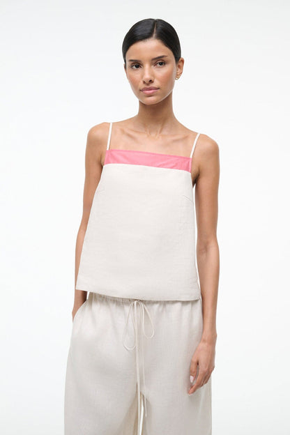 STAUD Sale Maisie Linen Top Blush Canyon