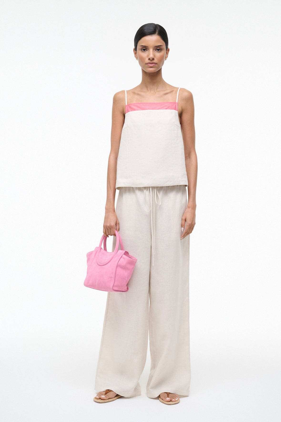 STAUD Sale Maisie Linen Top Blush Canyon